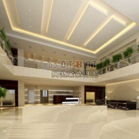 White Clean Showroom Hall Interior 3d model