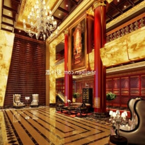 Model 3d Interior Ruangan Relaks Cina