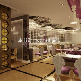 European Restaurant Decor Full Furniture Set 3d model