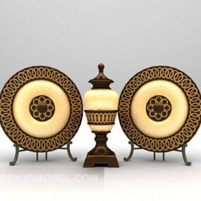 ديكور خاتم أوروبي مع مزهرية نموذج ثلاثي الأبعاد