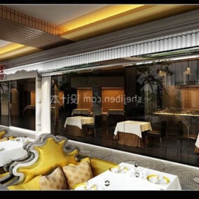 Mô hình nội thất nhà hàng sang trọng hiện đại châu Âu 3d