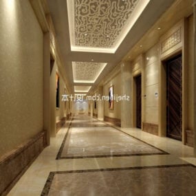 Model 3d Interior Dekorasi Mewah Lobi Hotel