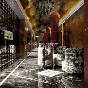 مدل سه بعدی داخلی طراحی زیبا لابی هتل
