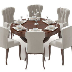 Round Dinning Table European Style 3d model