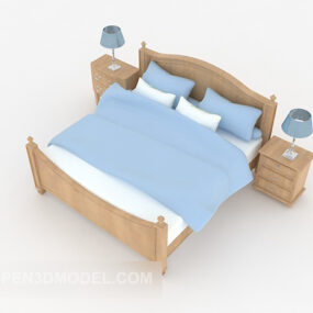 Świeży, monochromatyczny model podwójnego łóżka 3D