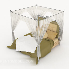 ताजा सरल डबल बेड 3डी मॉडल
