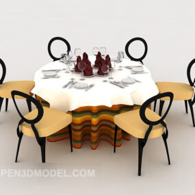 ताज़ा छह-व्यक्ति टेबल फ़र्निचर 3डी मॉडल