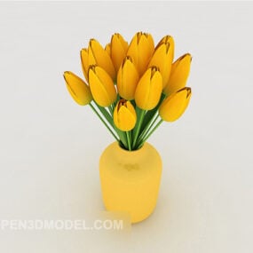 Model 3d Bunga Kuning Vas Segar