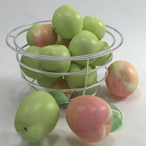 Modelo 3d de frutas de maçãs vermelhas verdes