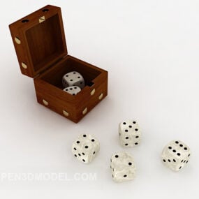 Gra w kości z drewnianym pudełkiem Model 3D