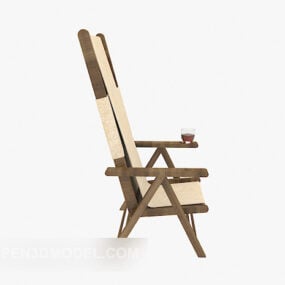 Cadeira de encosto de madeira maciça para jardim modelo 3d