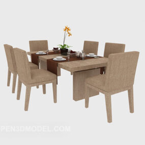 Garden-style Dining Table And Chair 3d model
