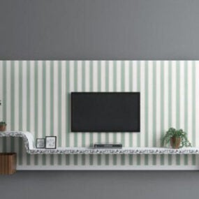 Strip Pattern Wall Tv Cabinet 3d model
