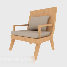 Garden Wood Simple Lounge Chair 3d model