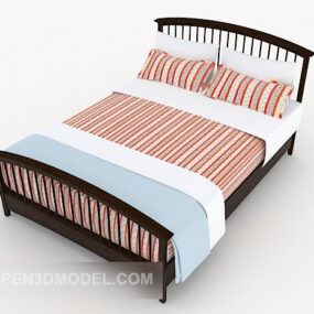 Garden Wood Striped Double Bed 3d model