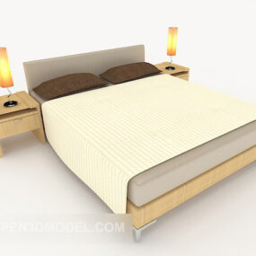 Generous Simple Double Bed Furniture 3d model