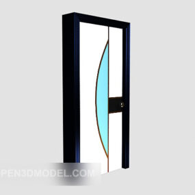 Pintu Kayu Putih Dengan Kaca Terbuka model 3d