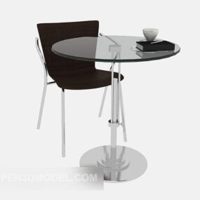 Glass Relax Table Chair Set 3d model
