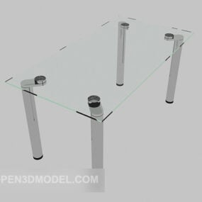 3д модель стеклянного прямоугольного журнального столика с железными ножками