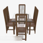 Apartemen Dinning Glass Table Wood Chair