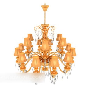 Gold Crystal Chandelier Lighting 3d model