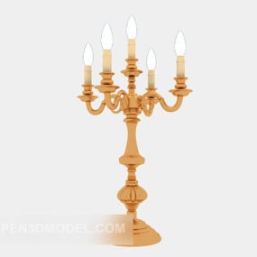 Gold European Candlestick Light 3d model