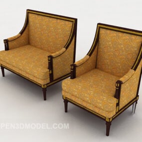 Gold Color European Sofa Stool 3d model