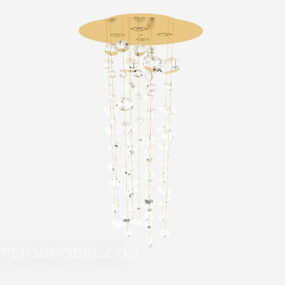 Gold Fresh Crystal Chandelier 3d model