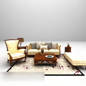 Model 3d Furnitur Sofa Emas