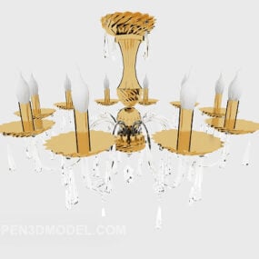 Lampadario di cristallo per la casa in oro Design modello 3d