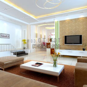 华丽的白色客厅设计室内3d模型