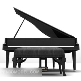 مدل 3 بعدی پیانو بزرگ با صندلی