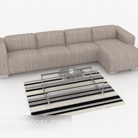 Szaro-brązowy, minimalistyczny model sofy dla wielu graczy 3D
