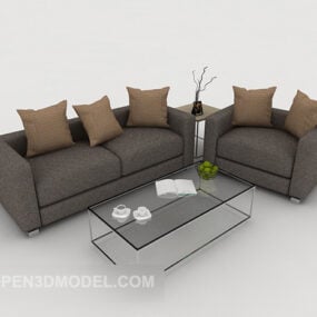 نموذج أريكة مجموعة الخط الرمادي ثلاثي الأبعاد