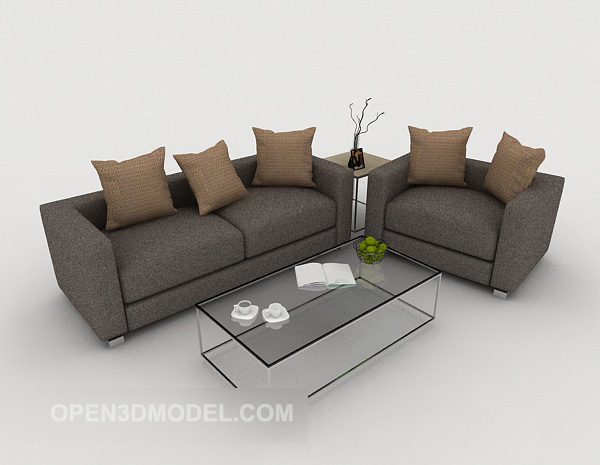 Gray Line Combination Sofa