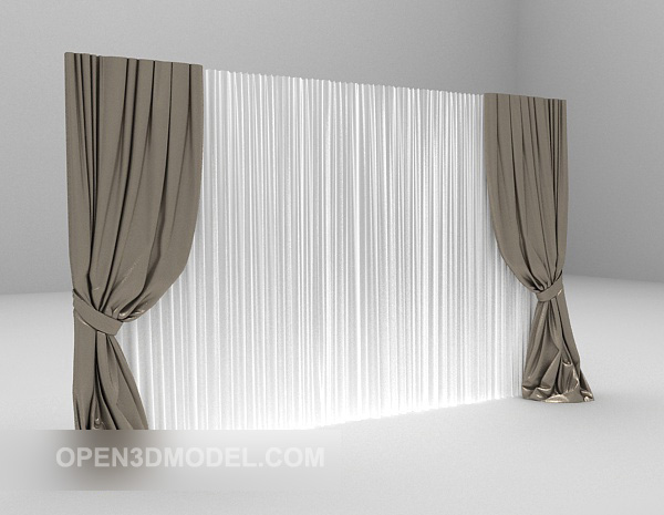 White Gray With Curtain
