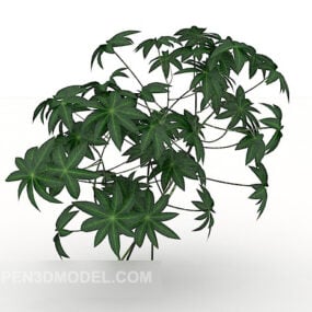 نموذج شجرة نبات أوراق الماس الخضراء ثلاثي الأبعاد