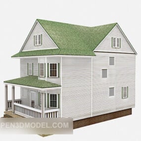 Modelo 3d de edificio de villa europea verde