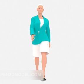 نموذج شخصية سيدة اللباس الأخضر 3D