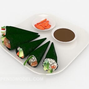 Mô hình 3d đĩa thức ăn xanh