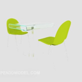 Grøn Casual Bordstol Sæt 3d model