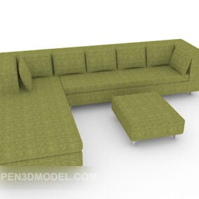 Home Multi-seaters Sofa Green Fabric 3d model