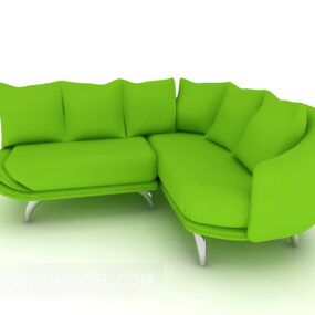 Зелений тканинний мінімалістичний диван 3d модель