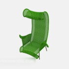 Groene relaxstoel met gebogen rugleuning