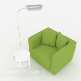 Chất liệu vải sofa đơn màu xanh lá cây mô hình 3d