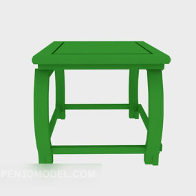 Grün lackierter Holzhocker 3D-Modell