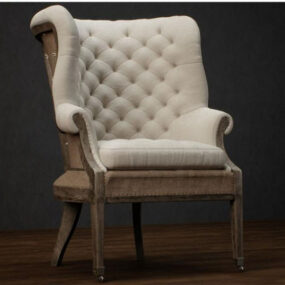 Grey European High-back Chair 3d model