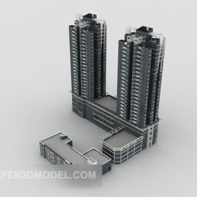 Grey Property Πολυώροφο κτίριο 3d μοντέλο