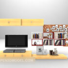 Meuble TV en bois avec étagères à livres