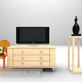 Grey Tv Cabinet Wooden Furniture 3d model